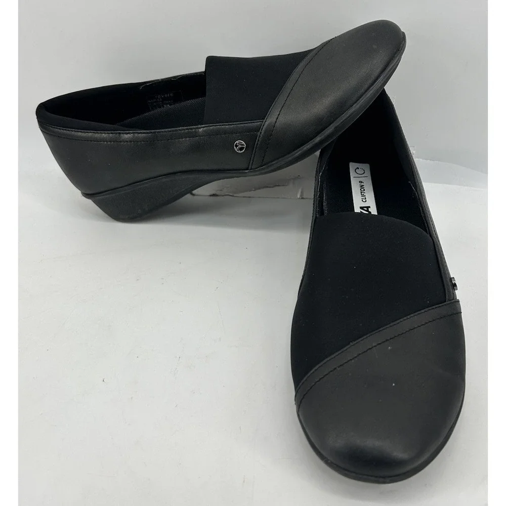 Revere Naples Stretch Loafer Onyx Black Leather (New Inserts) Womens Size 9M